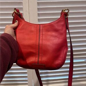 Vintage Cole Haan Red Leather Crossbody Bag Gold Hardware
